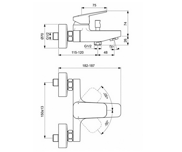 смеситель для ванны IDEAL STANDARD CERAPLAN